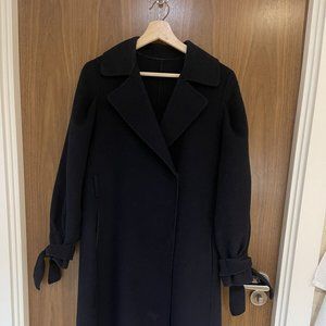 zara dark navy blue wool coat